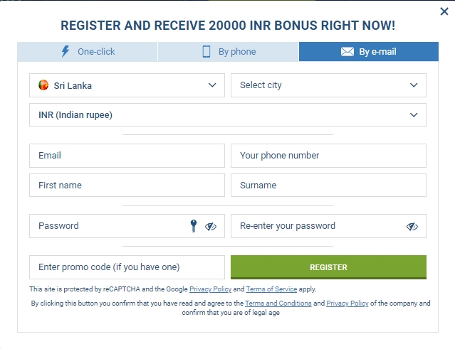How to Register 1xbet account