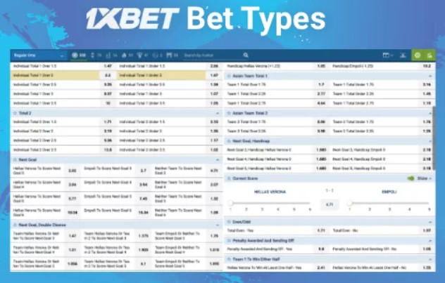 1xbet betting types